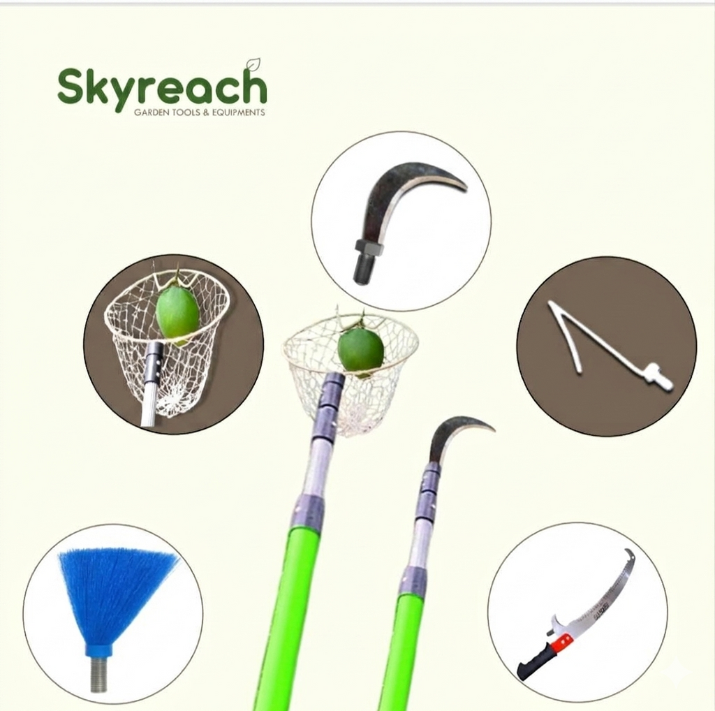 20 Feet multipurpose fruit plucker tool with five attachments